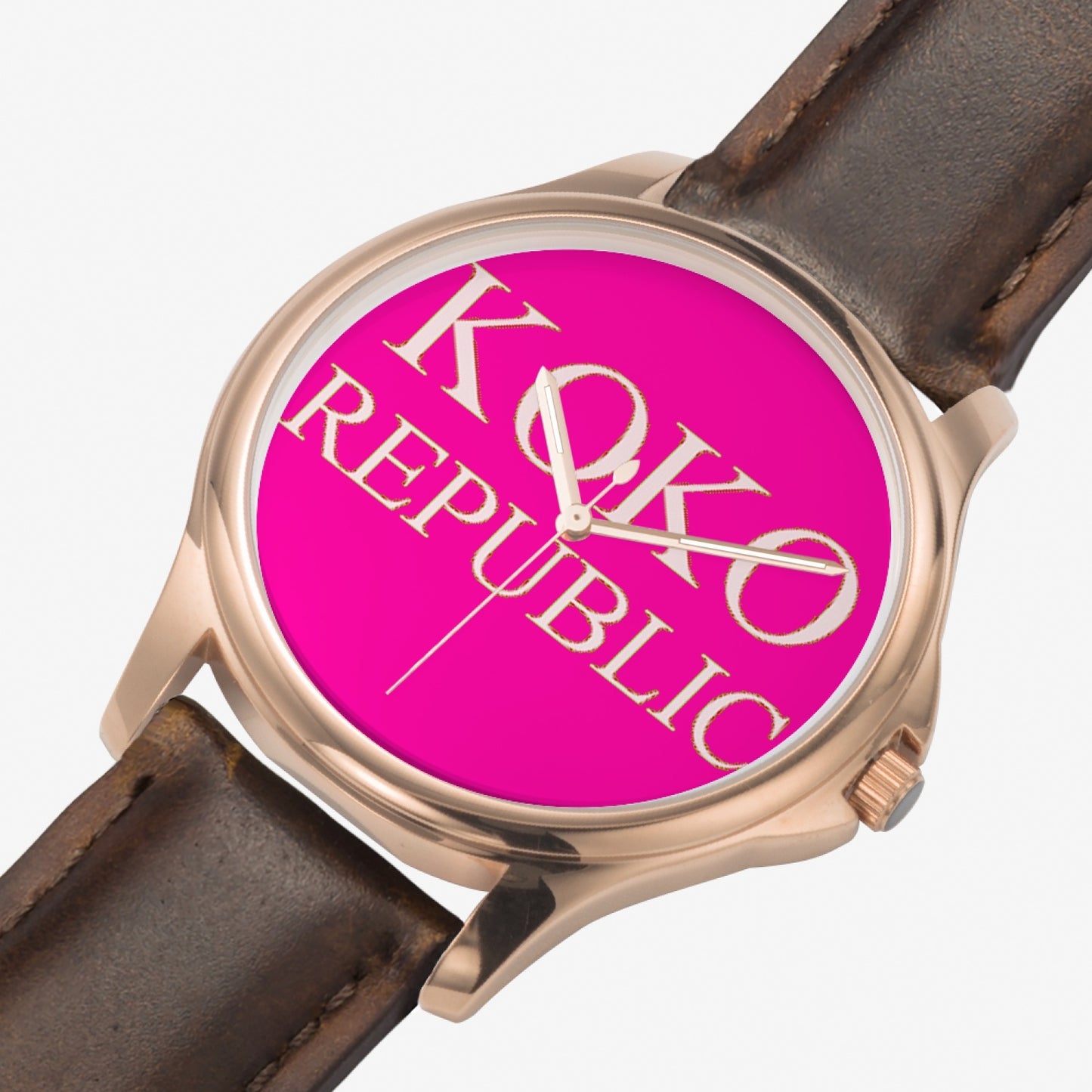 Kokorepublic 148. Stylish Classic Leather Strap Quartz Watch (Rose Gold)