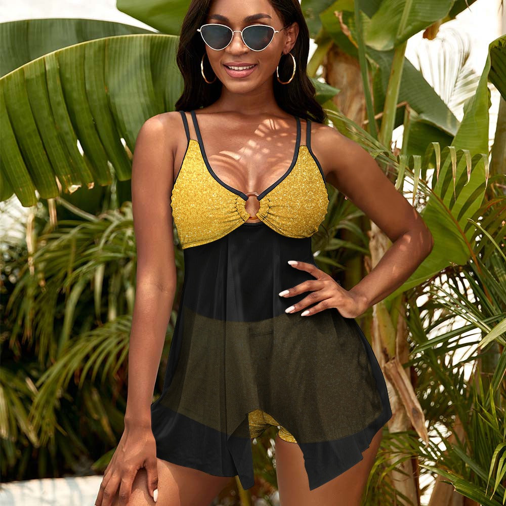 Kokorepublic Split Skirt Mesh Swimsuit Set