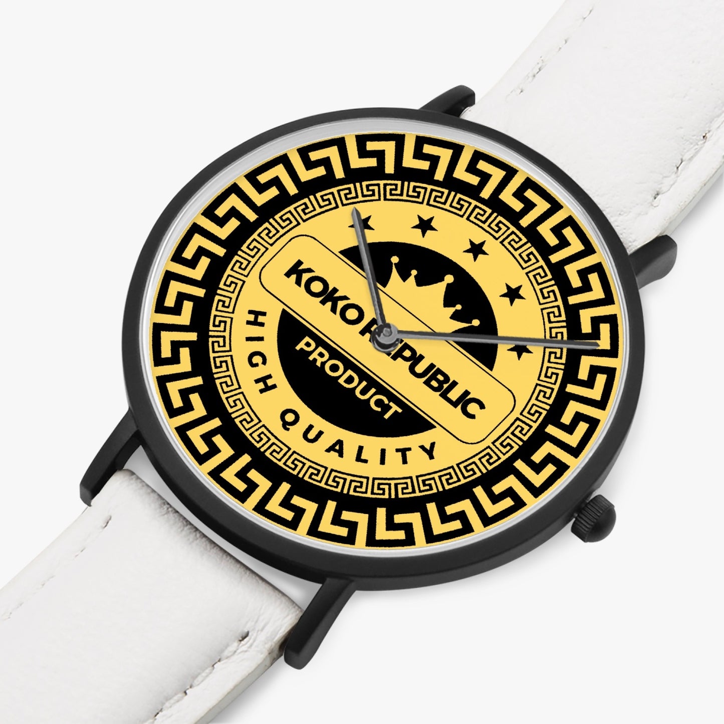 kokorepublic 160. Hot Selling Ultra-Thin Leather Strap Quartz Watch (Black)