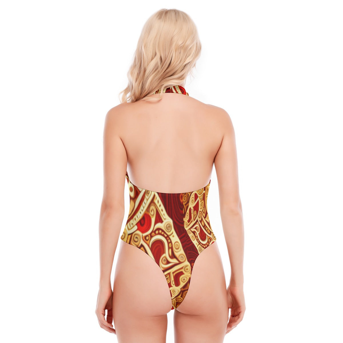 FullbreedCustom Print Women's Backless V-neck Skinny Bodysuit