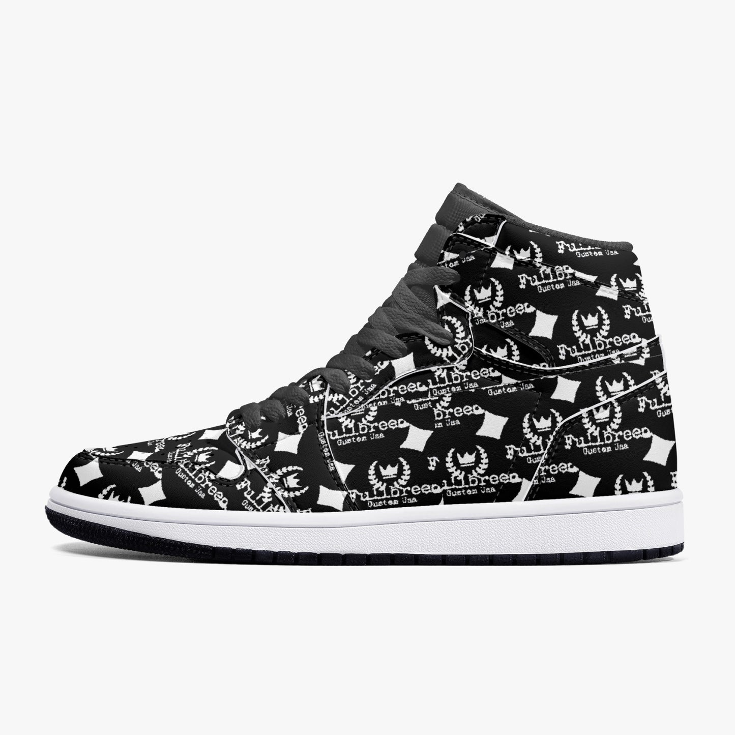 kokorepublic 352. AJ1 Black High-Top Leather Sneakers
