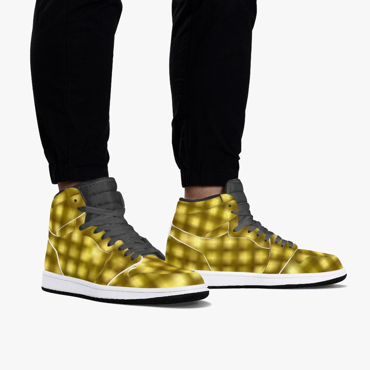 352. AJ1 Black High-Top Leather Sneakers