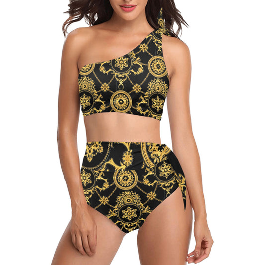 kokorepublic High Waisted One Shoulder Bikini Set (S16)