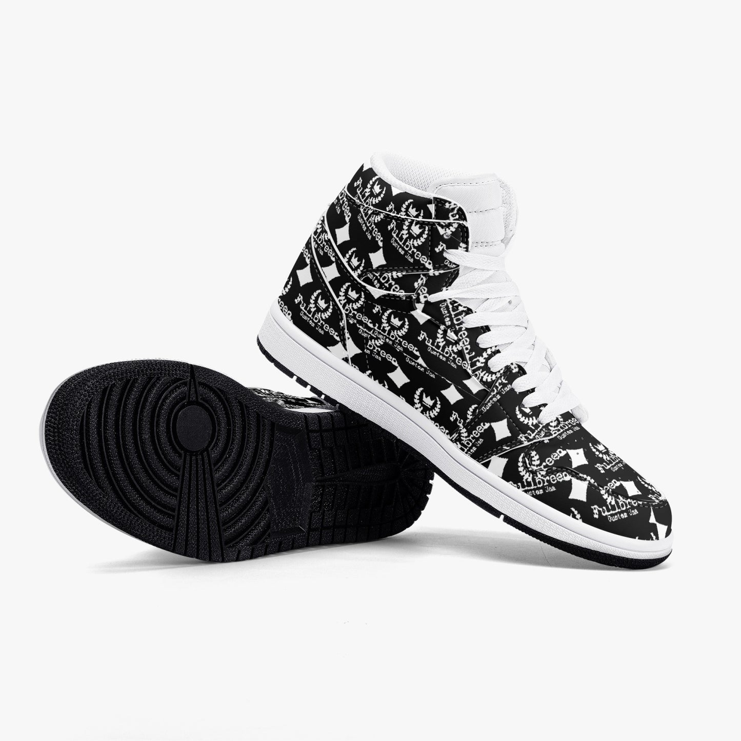 kokorepublic 352. AJ1 Black High-Top Leather Sneakers