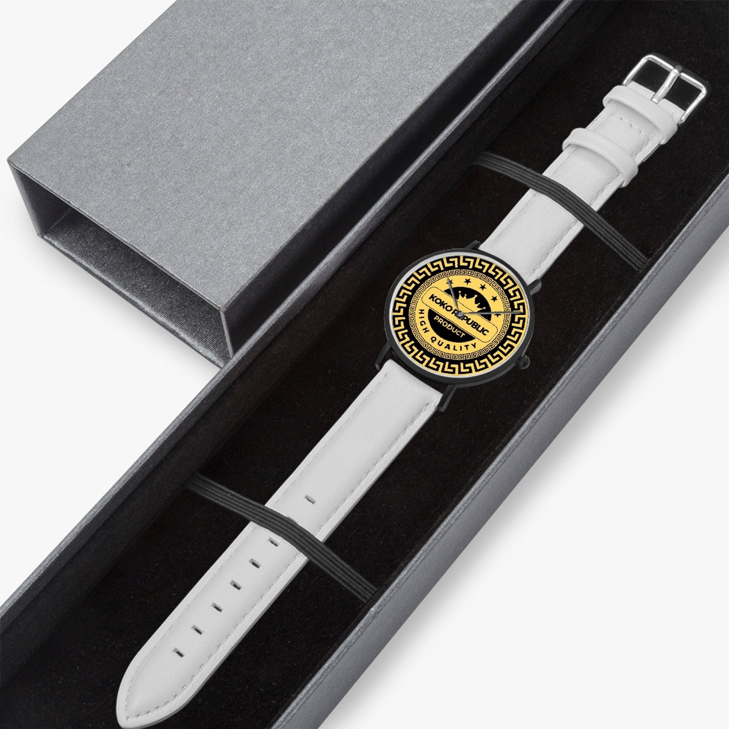 kokorepublic 160. Hot Selling Ultra-Thin Leather Strap Quartz Watch (Black)