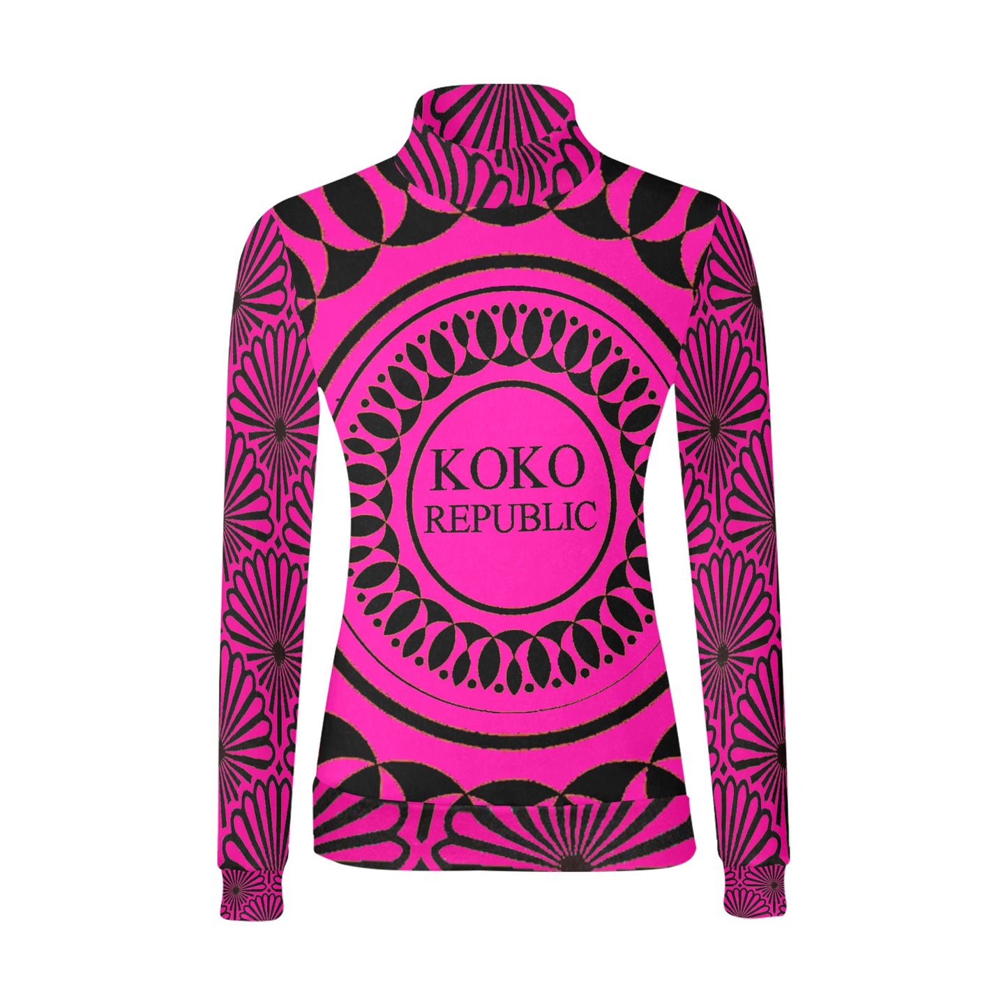 KokoRepublic  Women's All Over Print Mock Neck Sweater (H43)