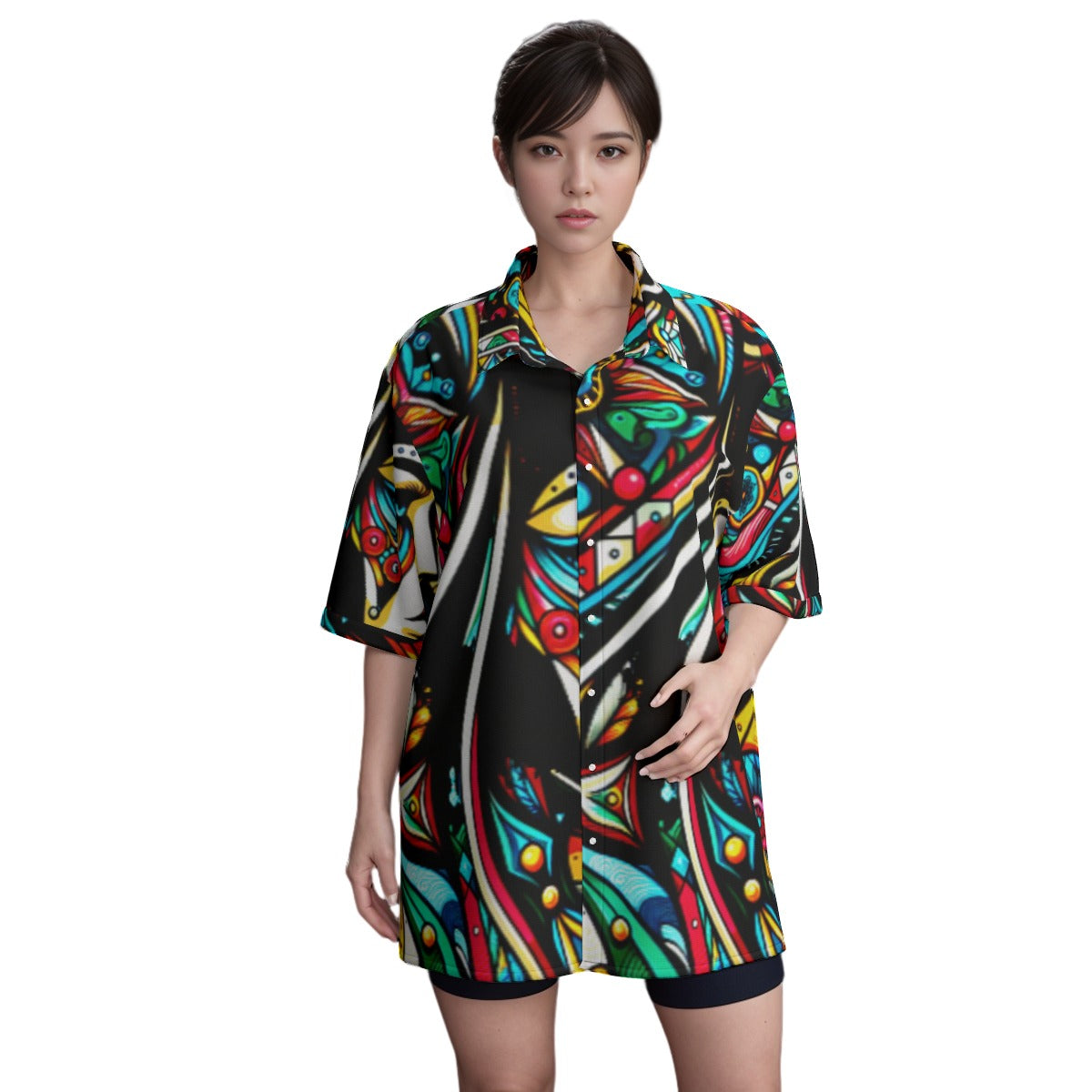 Nollywoodtrend  Print Unisex Shirt With Folding Sleeve