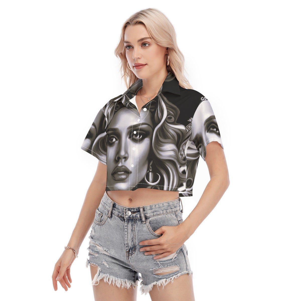 kokorepublic Print Women's Cropped Shirt