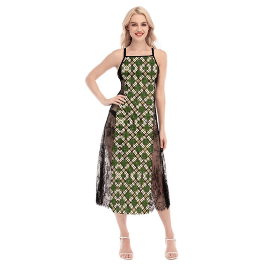 All-Over Print Women's Lace Cami Cross Back Dress