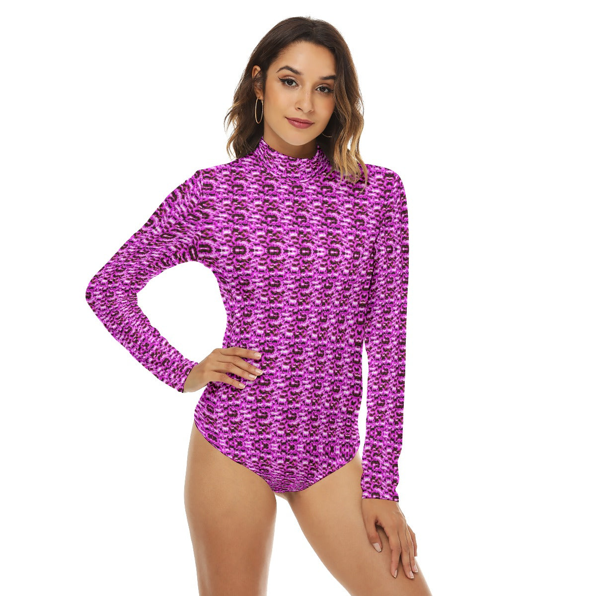 kokorepublic    Print Women's Turtleneck Long Sleeve Bodysuit
