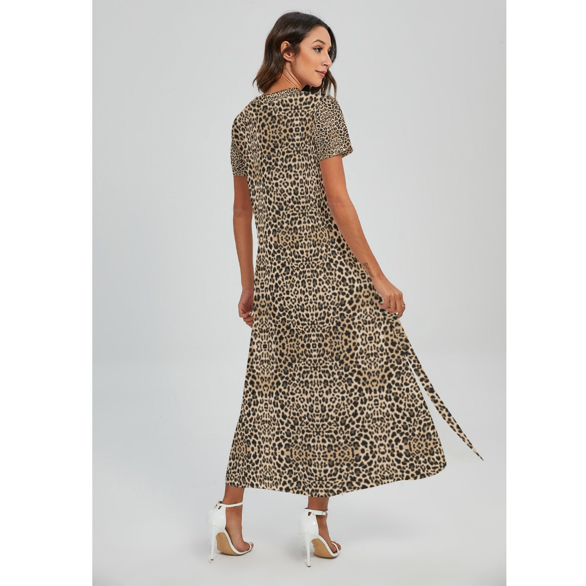 kokorepublic Print Women's V-neck Dress With Side Slit