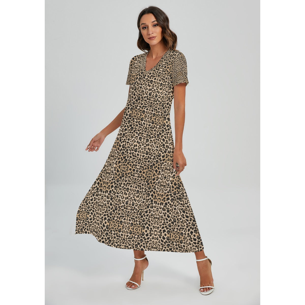 kokorepublic Print Women's V-neck Dress With Side Slit