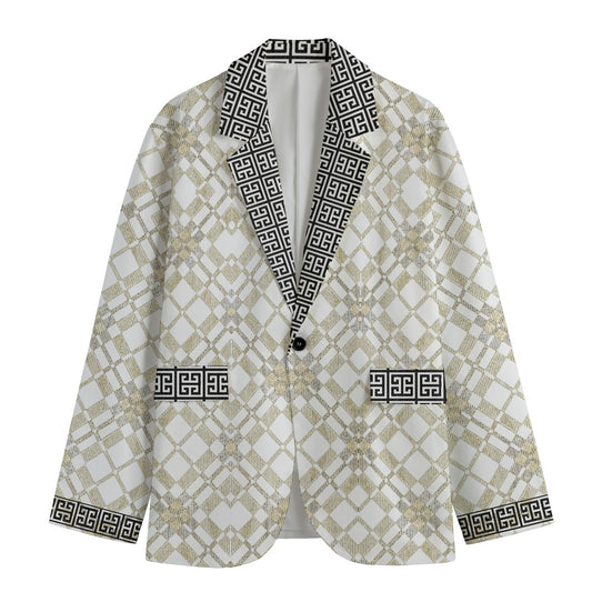 kokorepublic Print Men's Casual Flat Lapel Collar Blazer | 245GSM Cotton