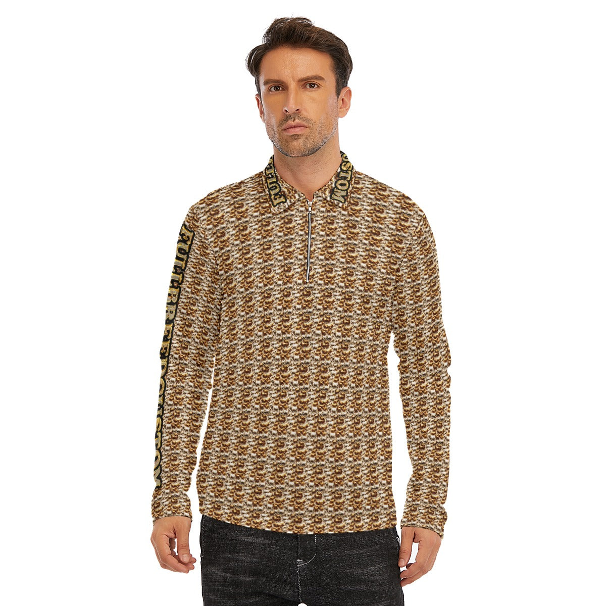 FullbreedCustom Print Men's Lapel T-shirt With Neckline Zipper Closure