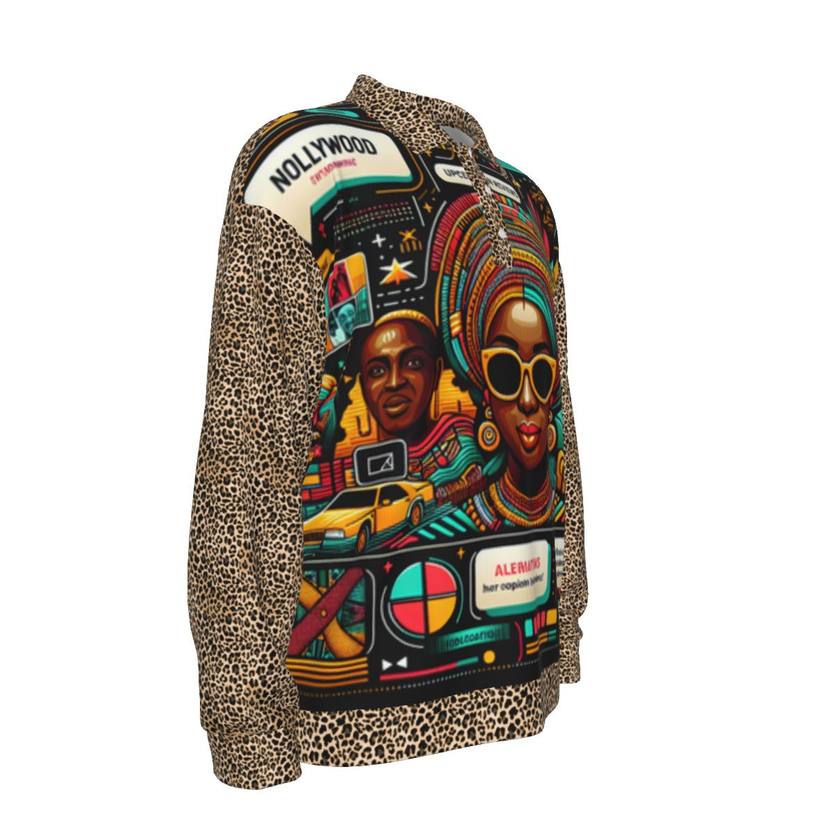 kokorepublic Print Unisex Lapel Collar Sweater
