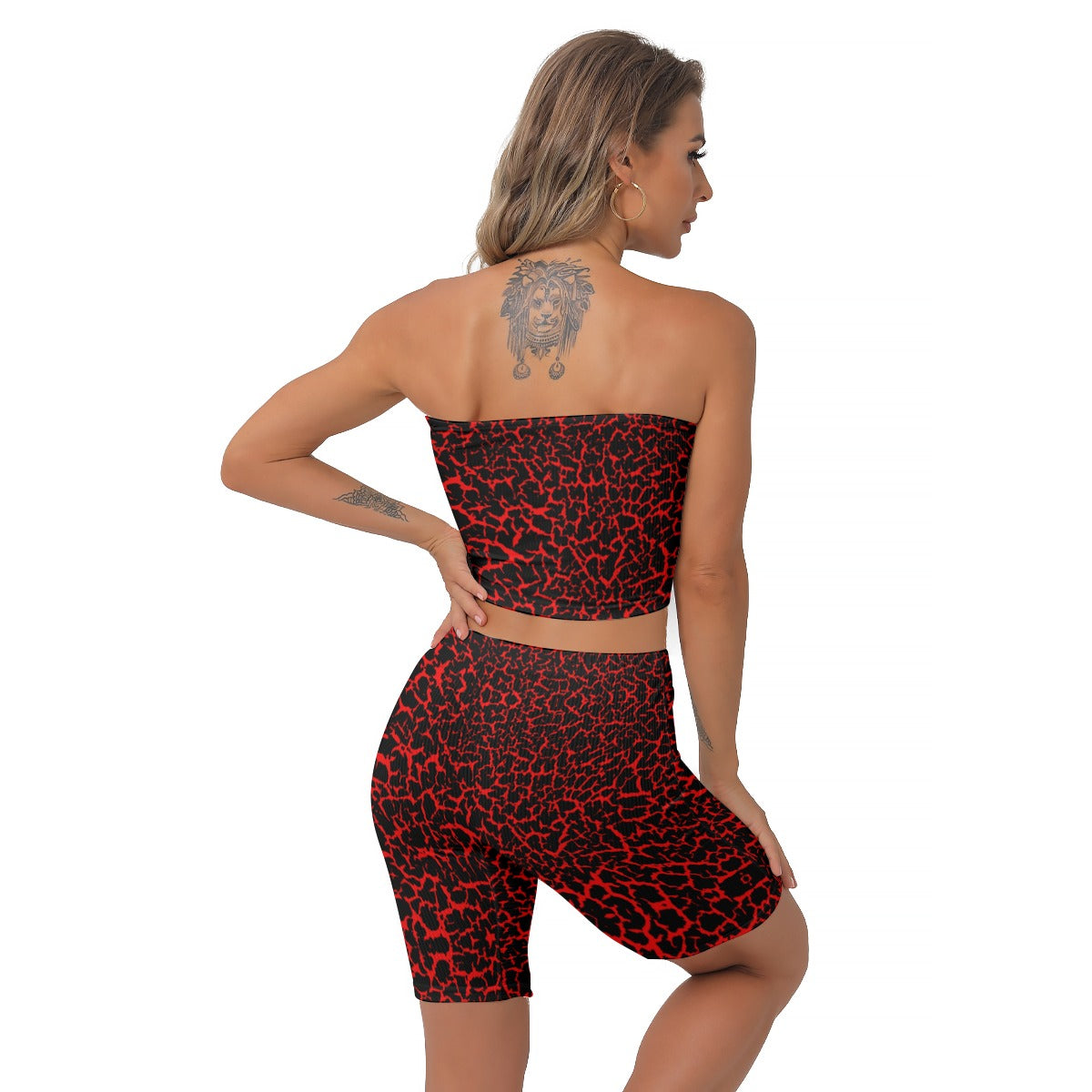 All-Over Print Women's Breast Wrap Shorts Suit