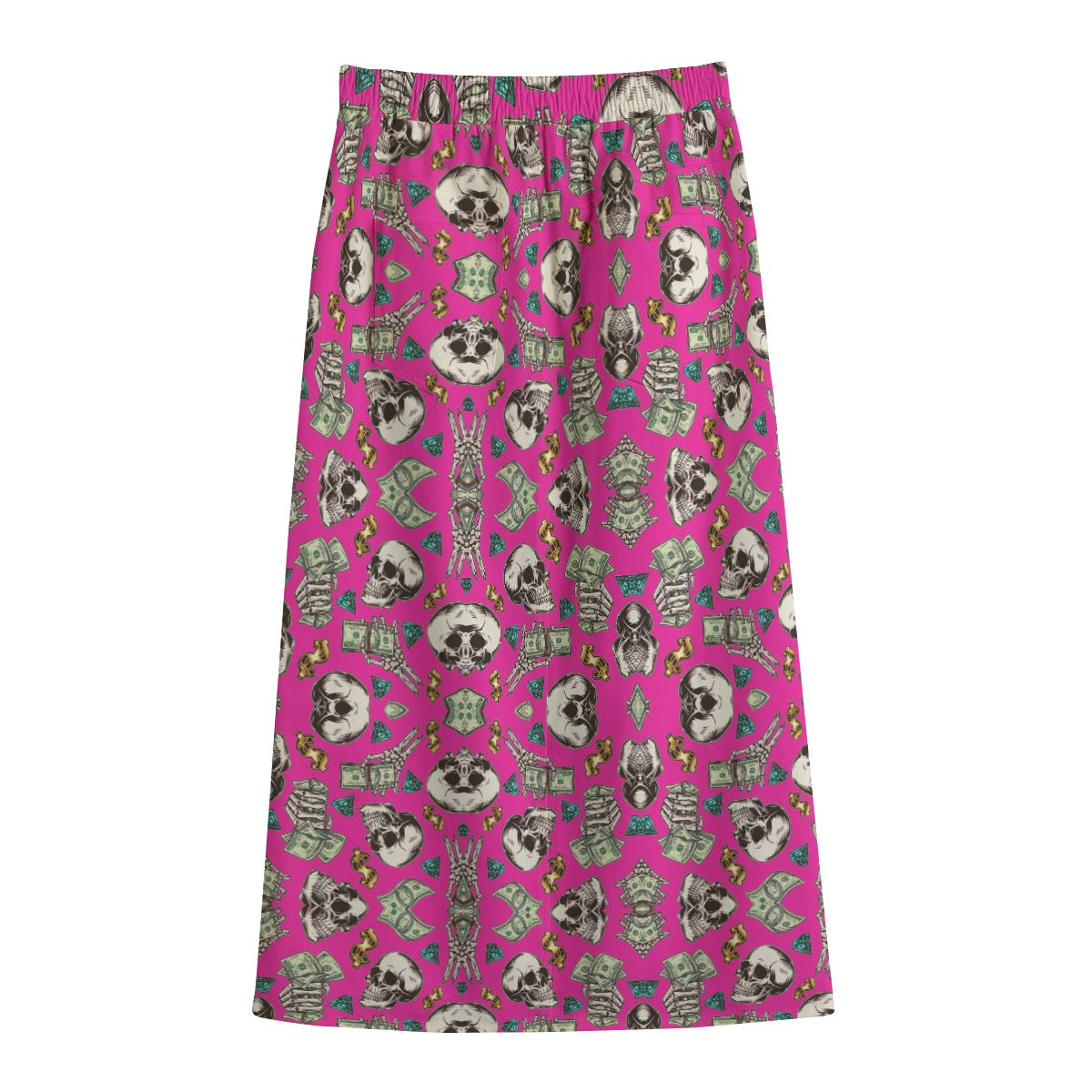 kokorepublic Print Women's Front Mid-slit Skirt | 245GSM Cotton