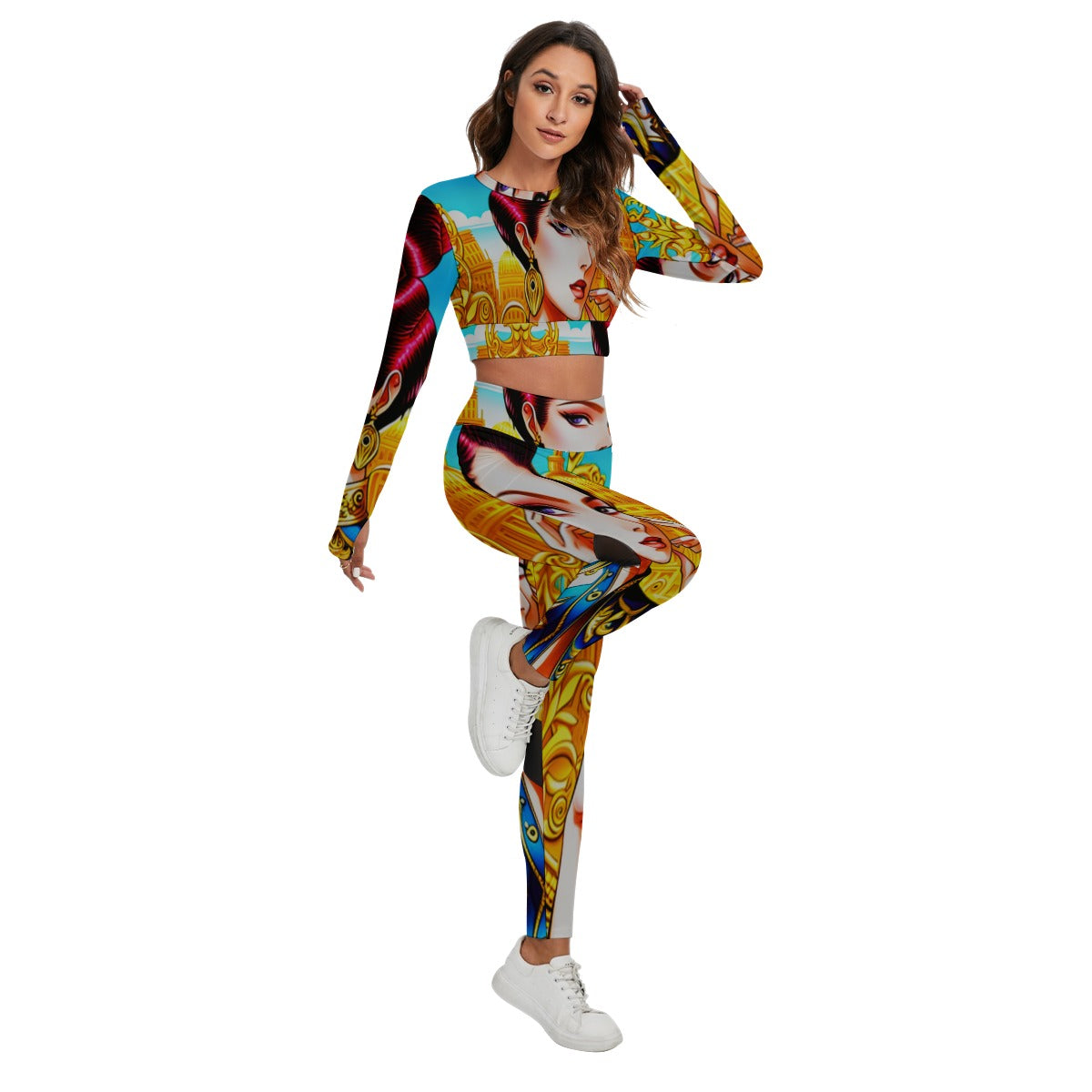 Kokorepublic   Print Women's Sport Set With Backless Top And Leggings