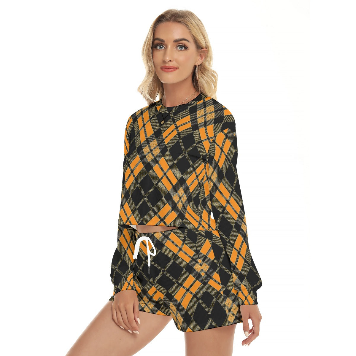kokorepublic Print Women's Short Sweatshirt And Pants Suit