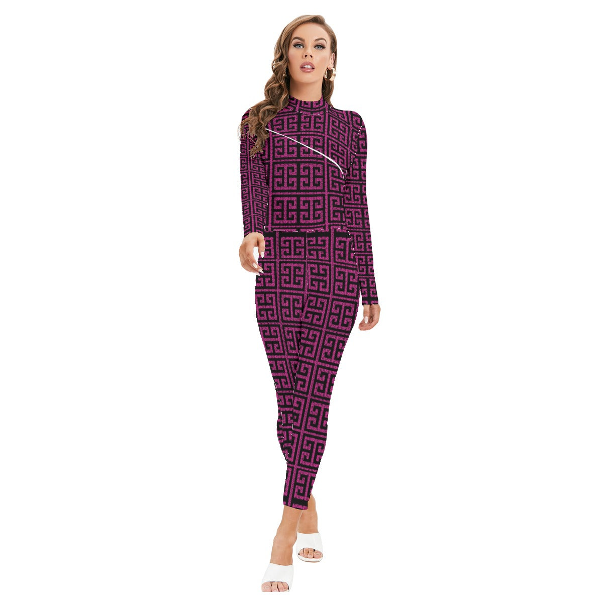 kokorepublics Women's Long-sleeved High-neck Jumpsuit With Zipper