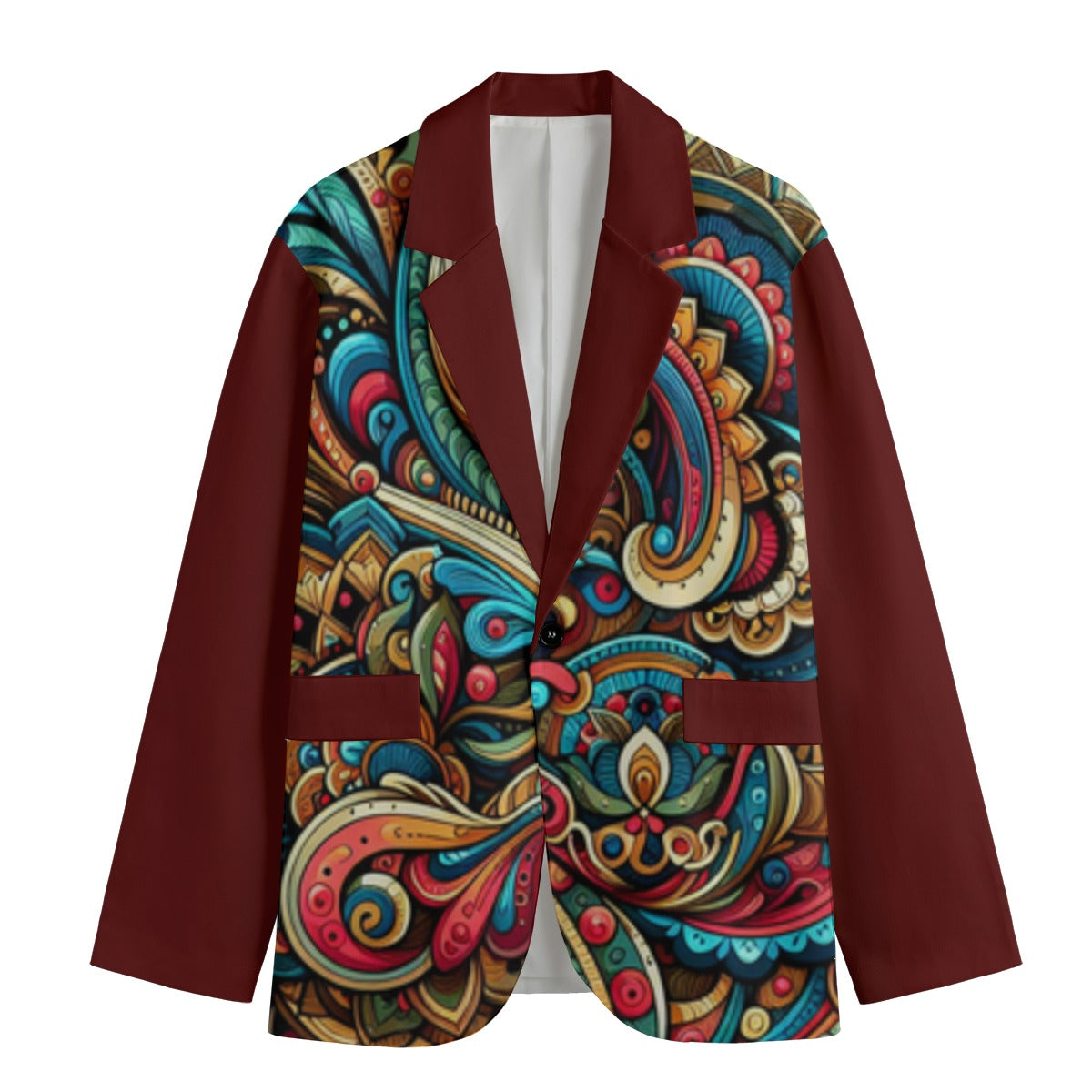 kokorepublic Print Men's Casual Flat Lapel Collar Blazer