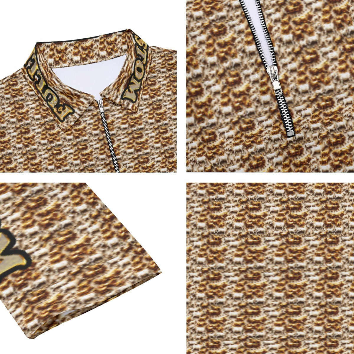 FullbreedCustom Print Men's Lapel T-shirt With Neckline Zipper Closure