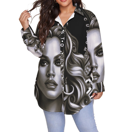 kokorepublic  Women's Shirt With Long Sleeve(Plus Size)