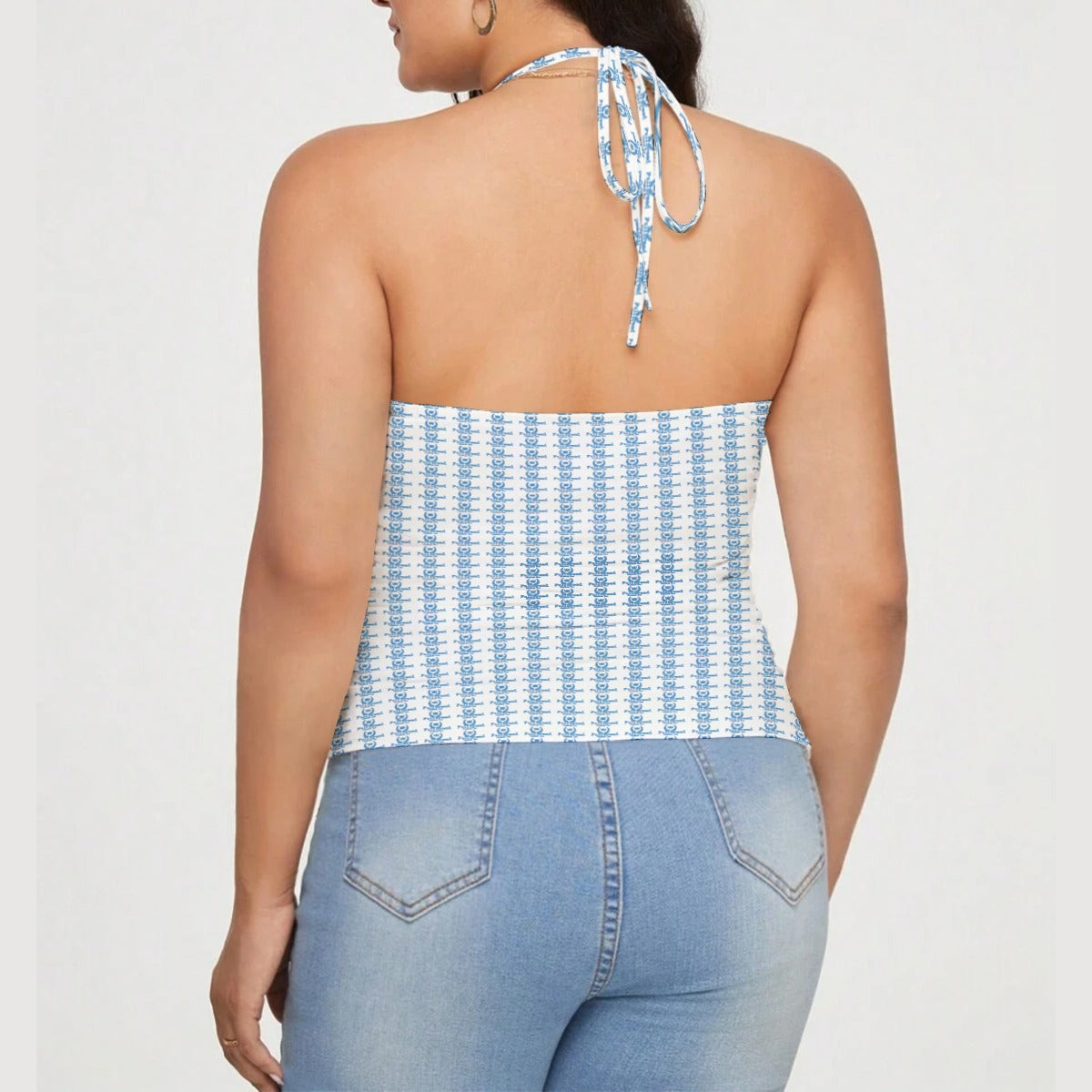 kokorepublic Print Women's Lace-Trimmed Tie-Back Top