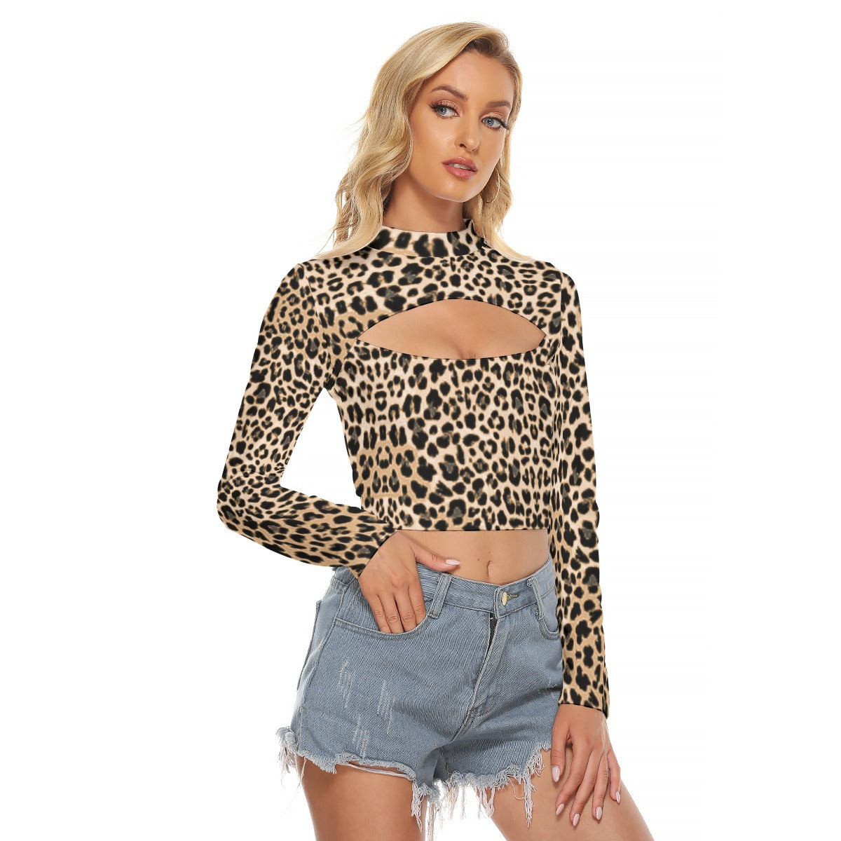 kokorepublic Print Women's Hollow Chest Keyhole Tight Crop Top
