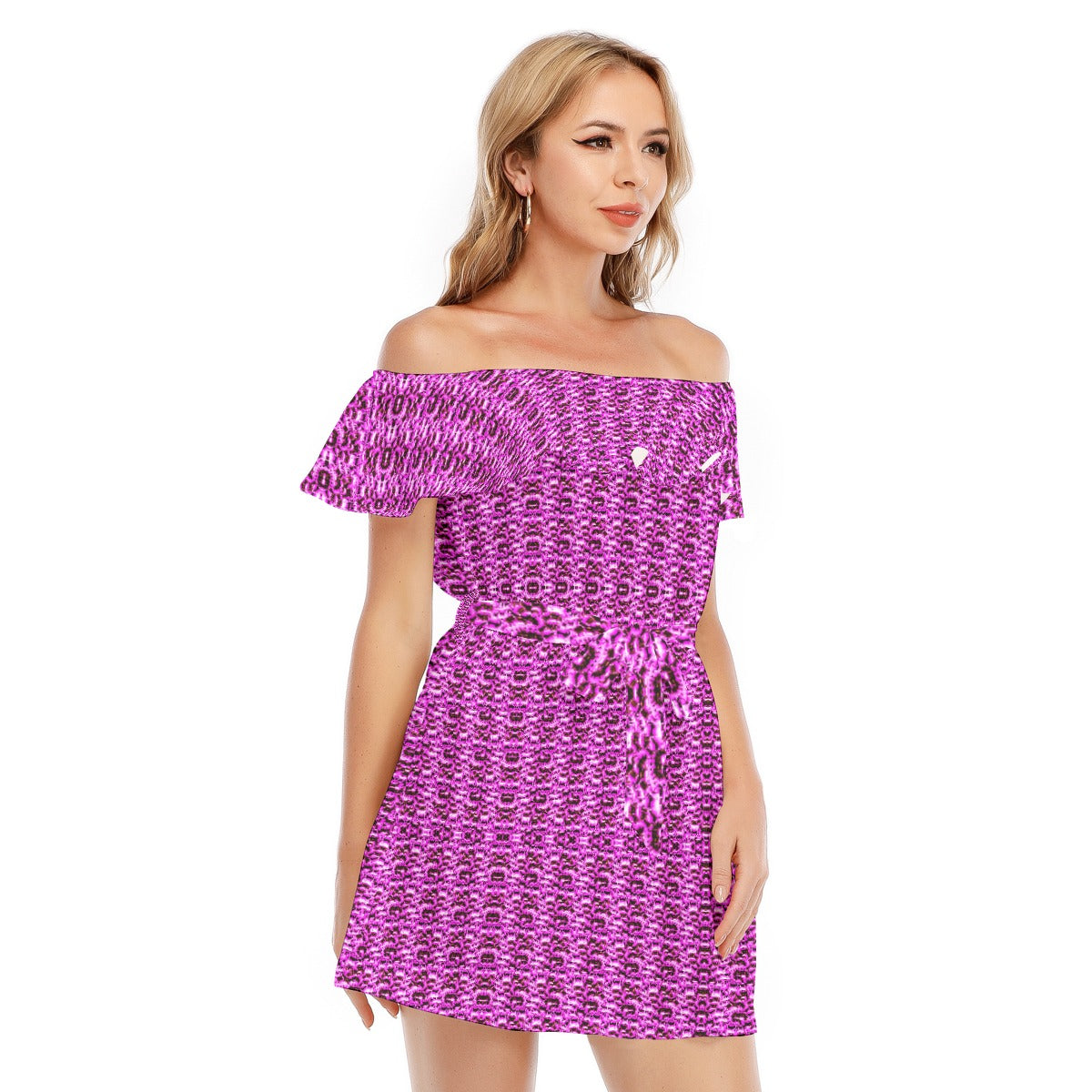 kokorepublic    Print Women's Off-shoulder Dress With Ruffle