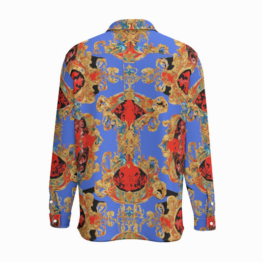 FullbreedCustom Print Men's Business Lapel Long Sleeve Shirt With Pocket|110GSM Imitation Flax