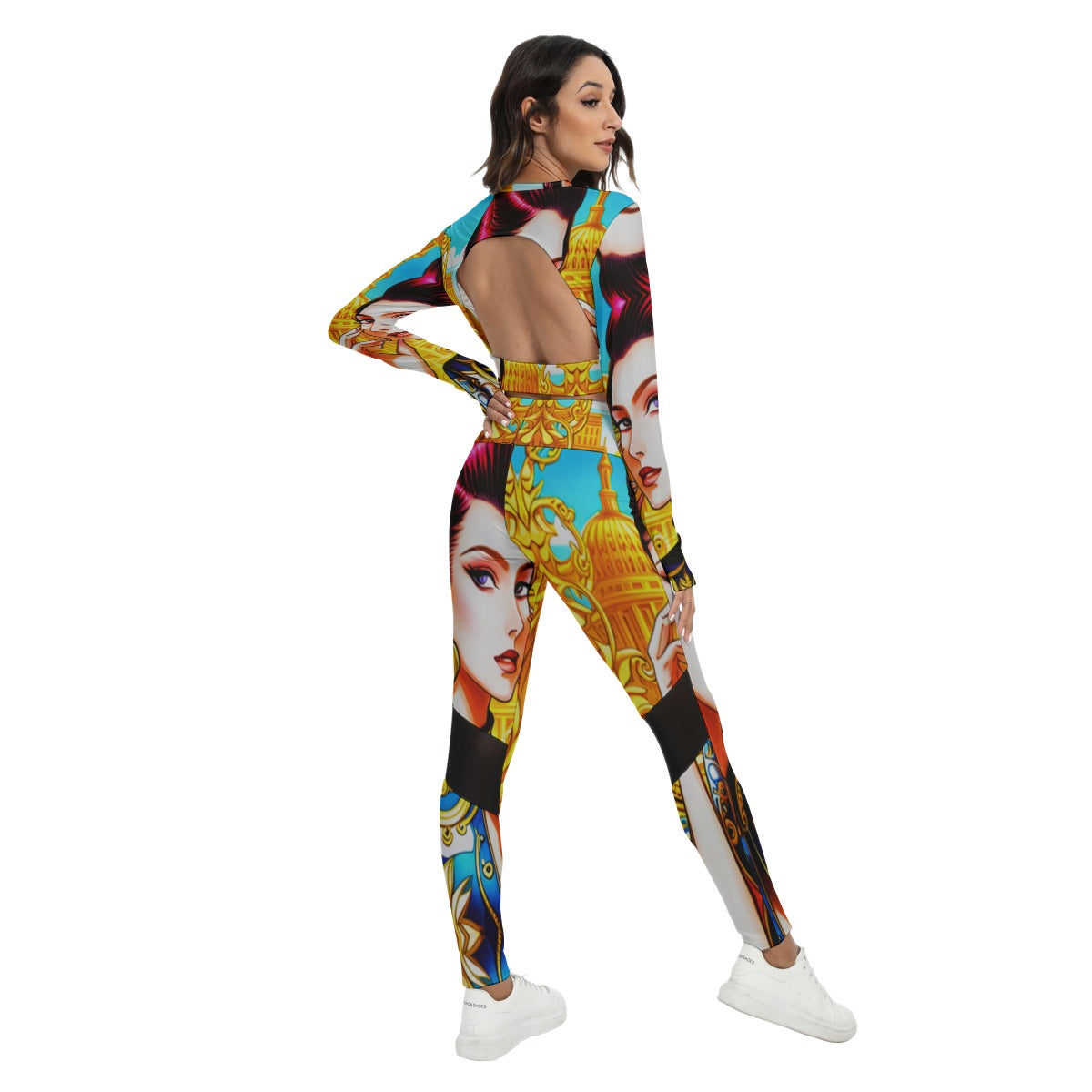 Kokorepublic   Print Women's Sport Set With Backless Top And Leggings