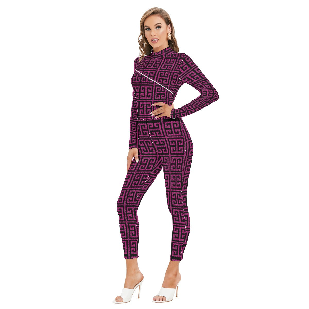 kokorepublics Women's Long-sleeved High-neck Jumpsuit With Zipper