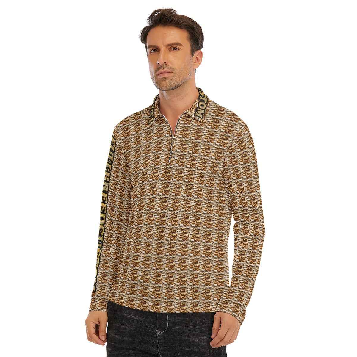 FullbreedCustom Print Men's Lapel T-shirt With Neckline Zipper Closure