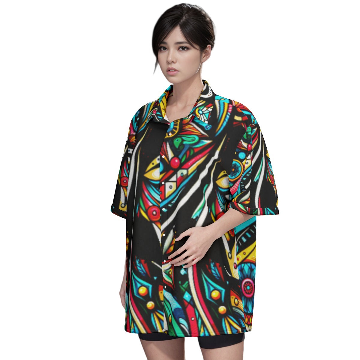 Nollywoodtrend  Print Unisex Shirt With Folding Sleeve