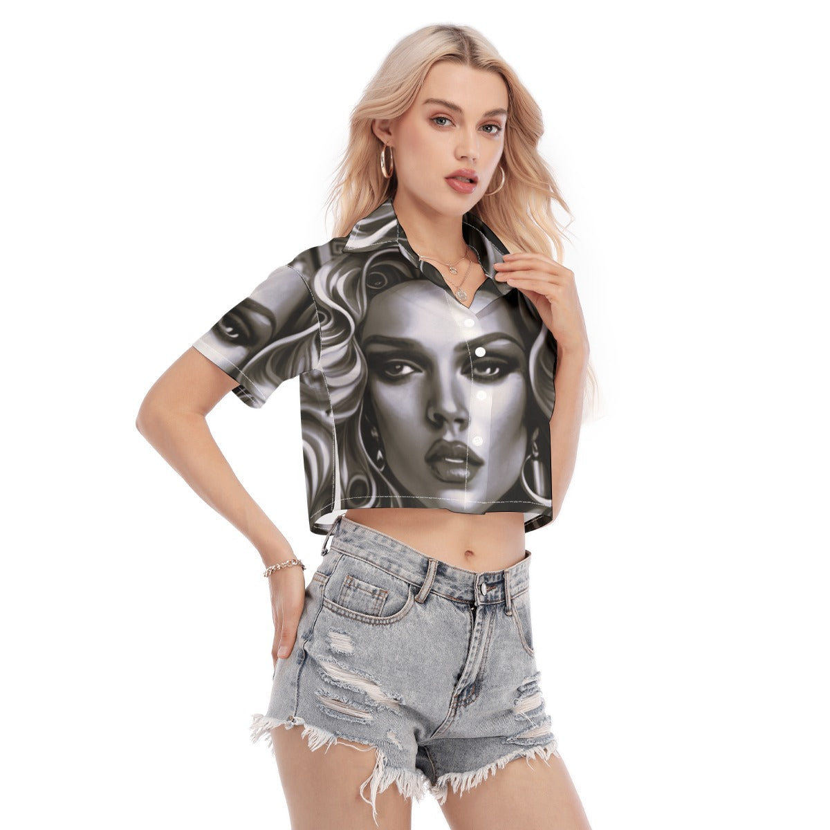 kokorepublic Print Women's Cropped Shirt