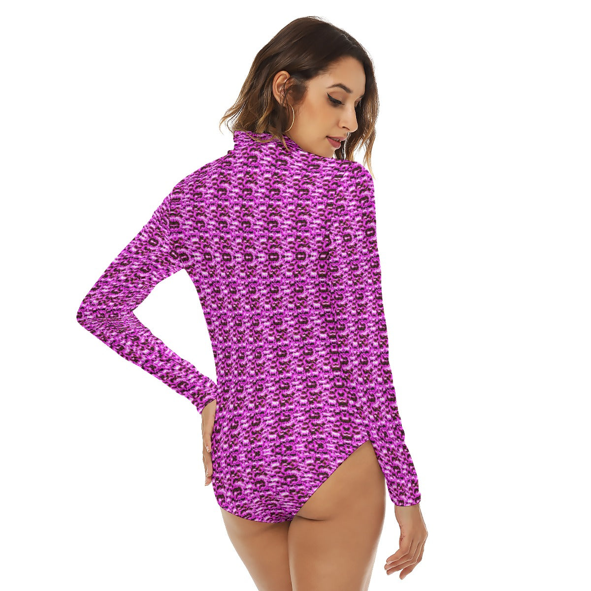 kokorepublic    Print Women's Turtleneck Long Sleeve Bodysuit