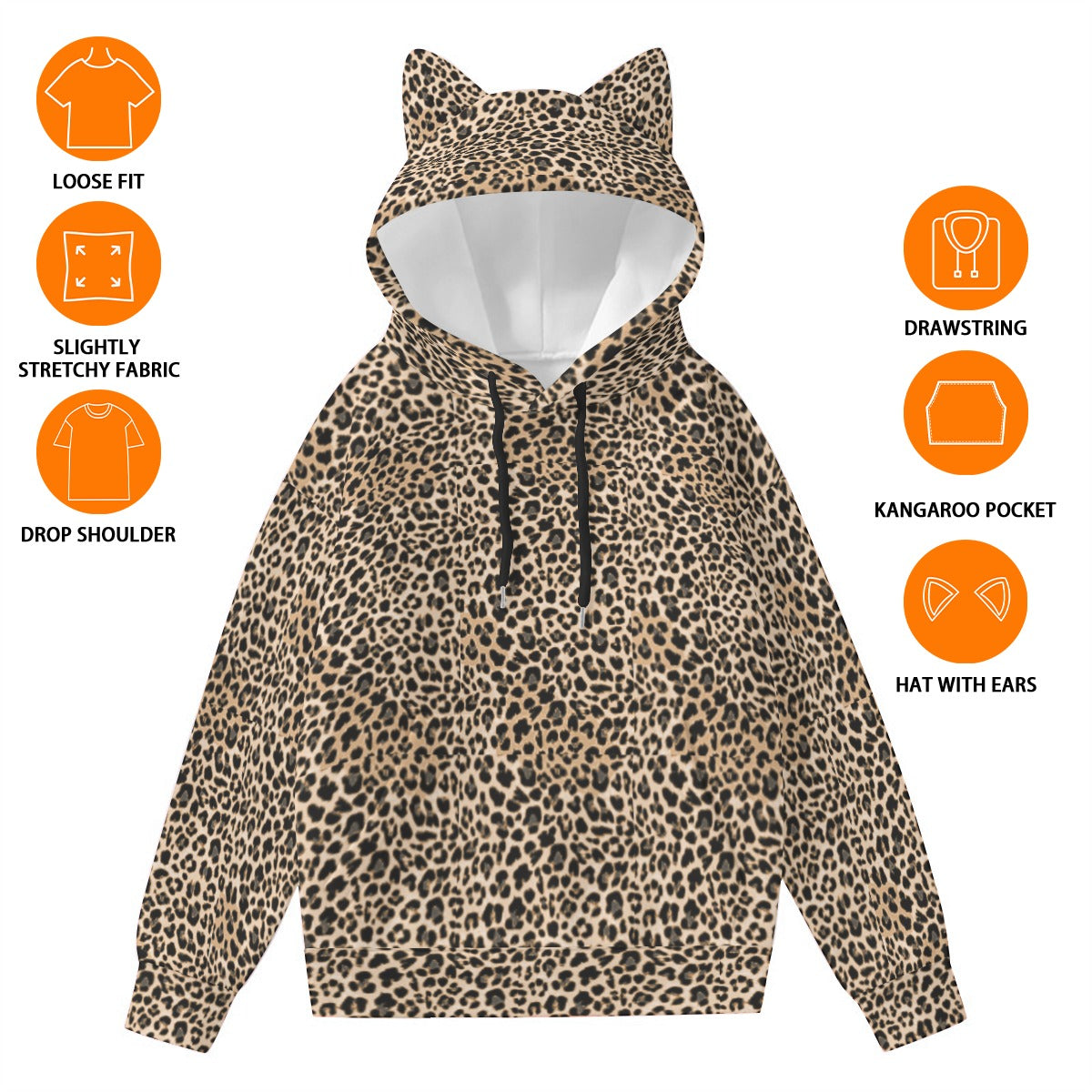 All-Over Print Women’s Hoodie With Decorative Ears