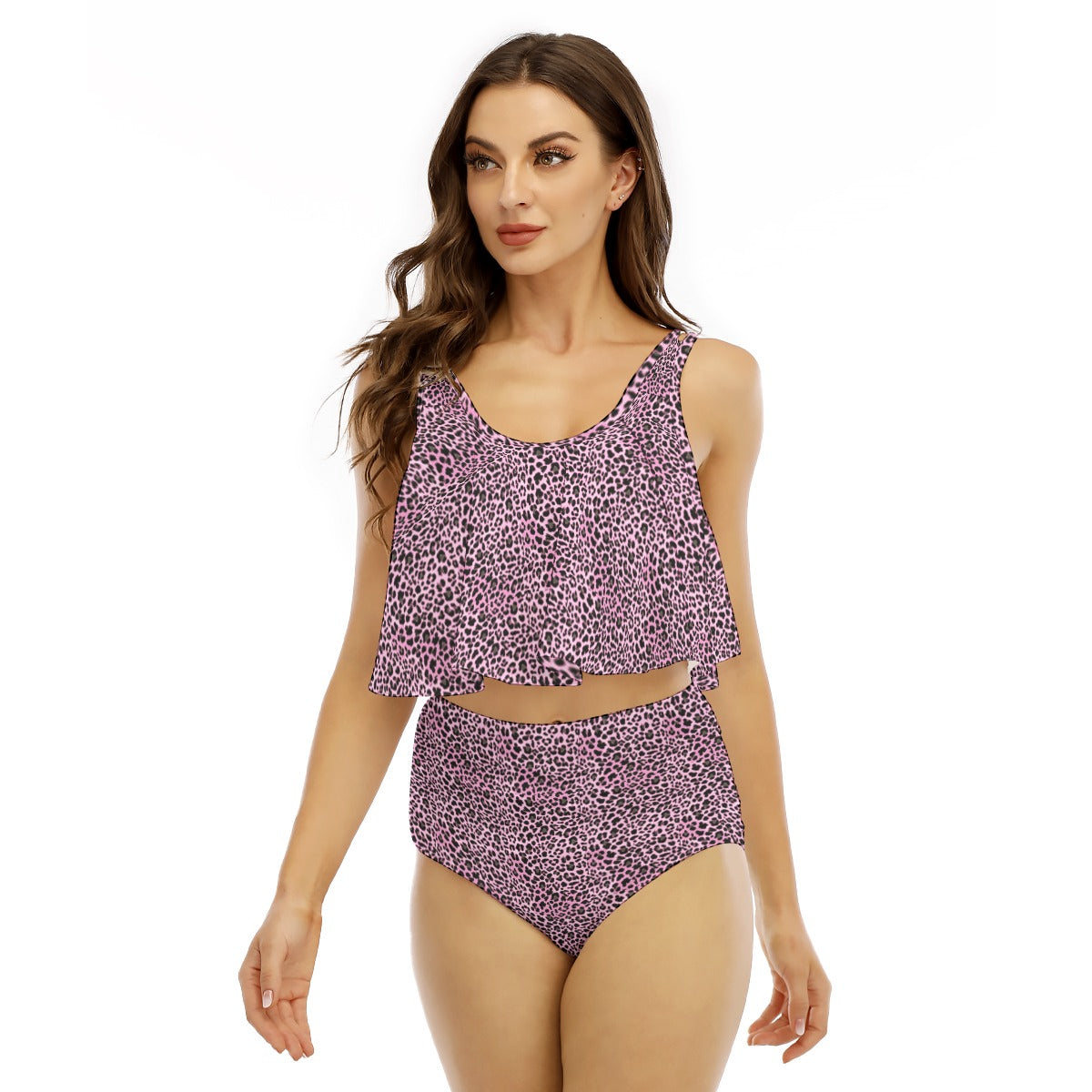 kokorepublic Print Women's Ruffled Vest Bikini Swimsuit