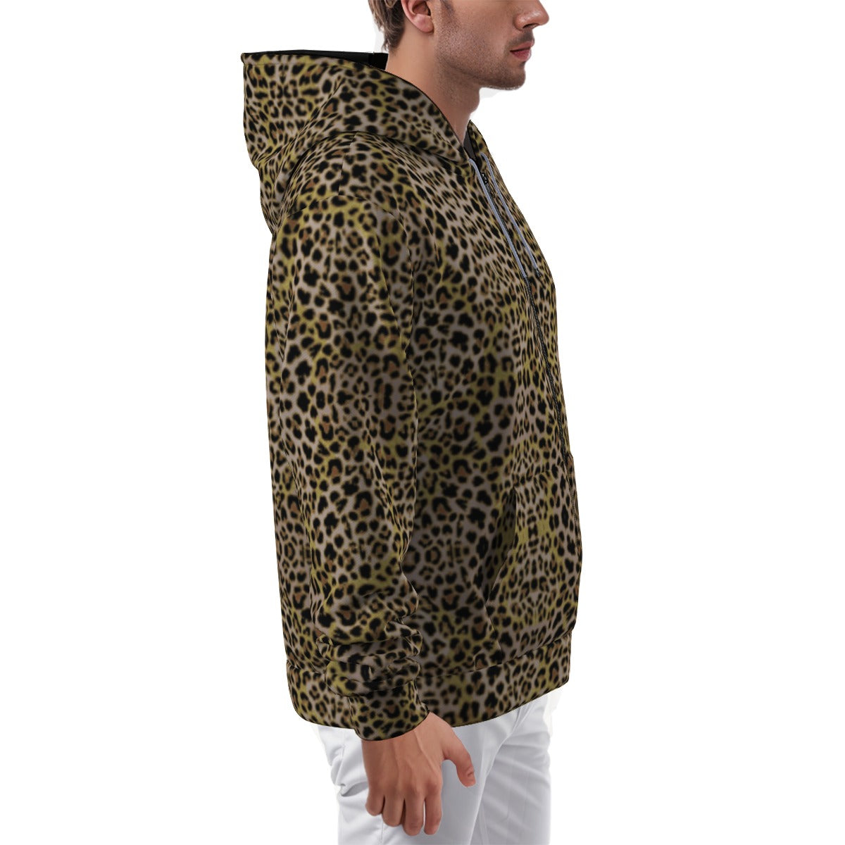 Print Zip Up Hoodie With Pocket