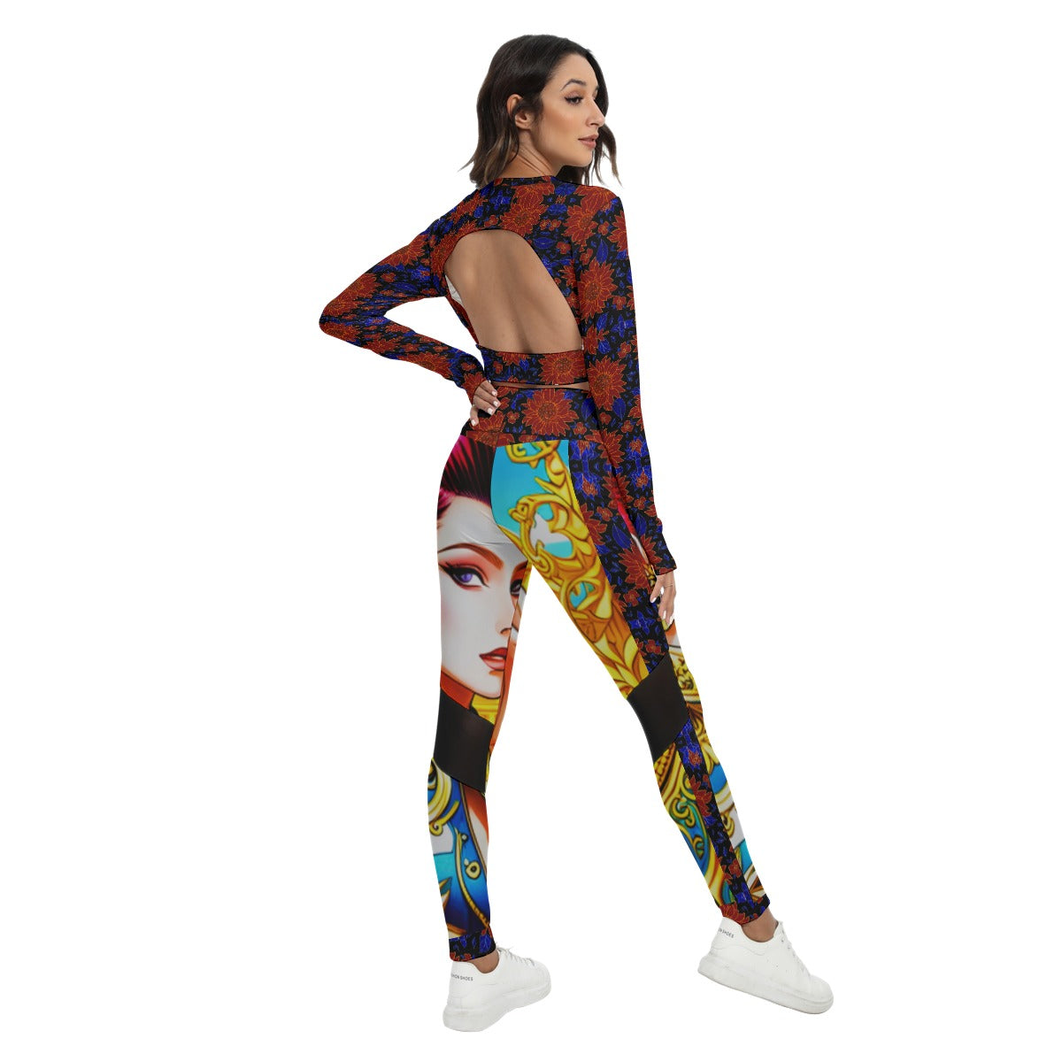iamfullbreedcustom Print Women's Sport Set With Backless Top And Leggings