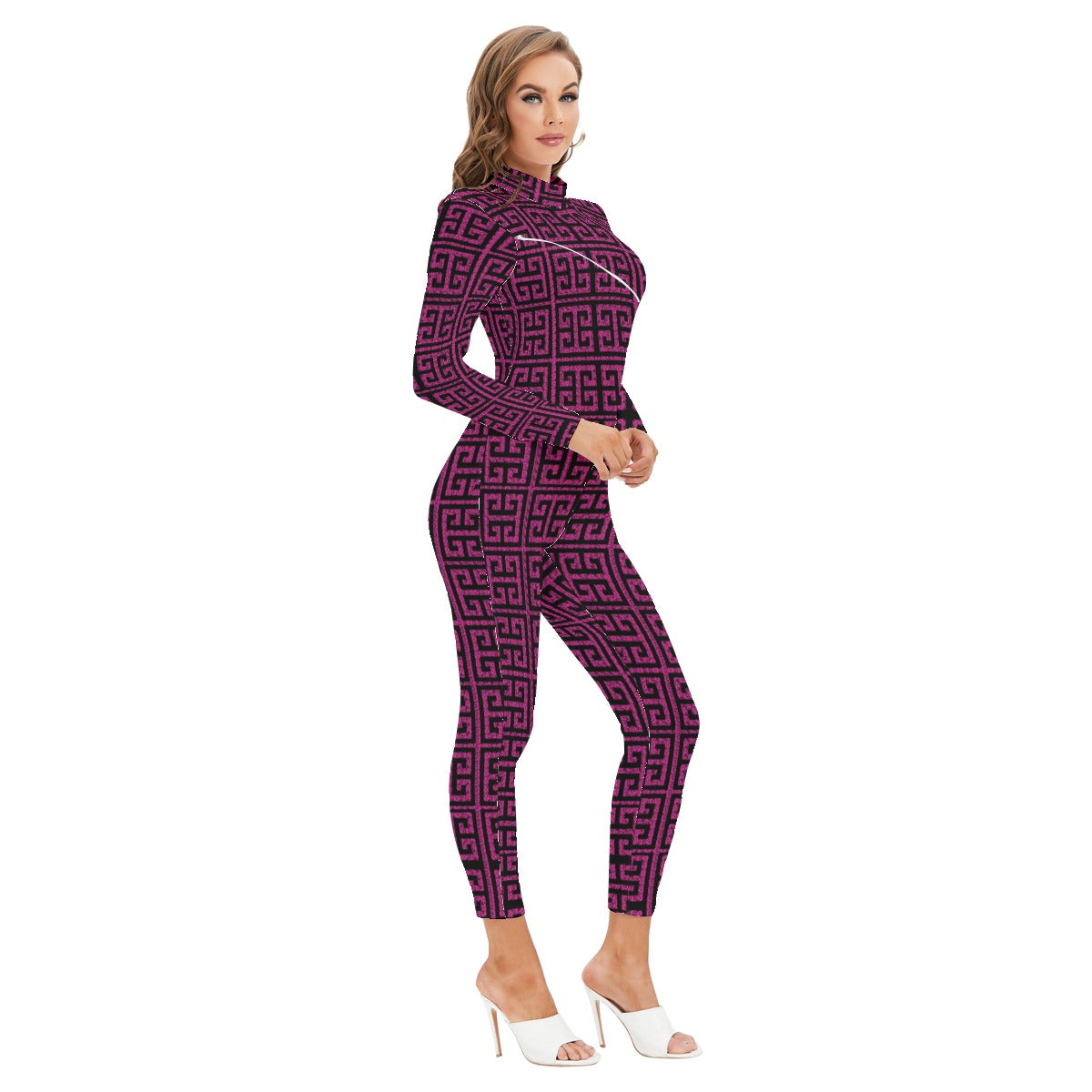 kokorepublics Women's Long-sleeved High-neck Jumpsuit With Zipper