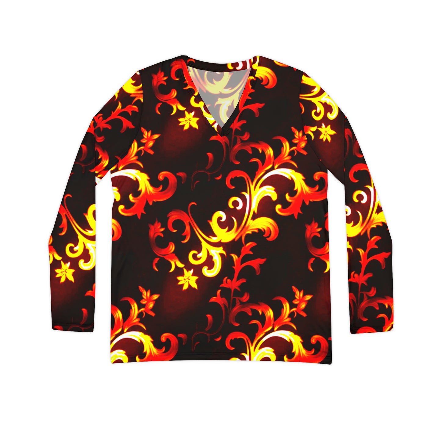 kokorepublic Women's Long Sleeve V-neck Shirt (AOP)