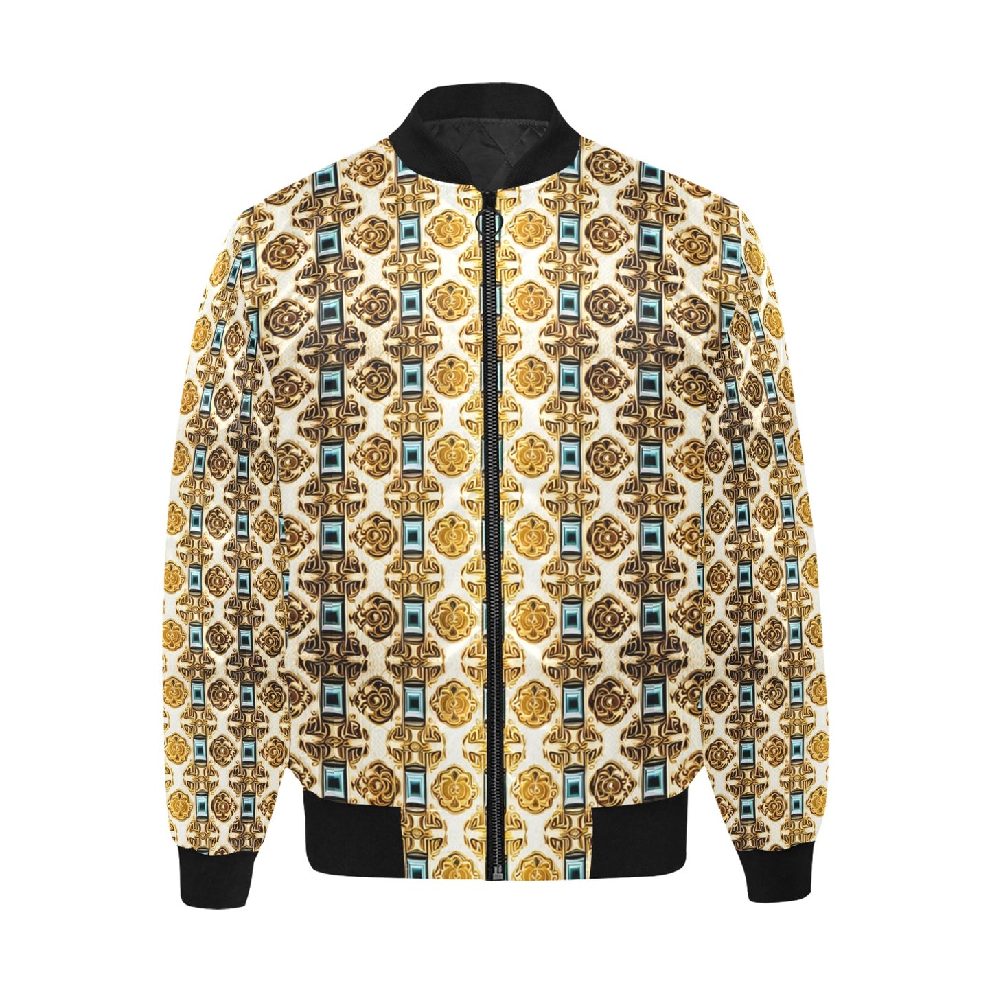 kokorepublic Men's All Over Print Quilted Bomber Jacket(Model H33)