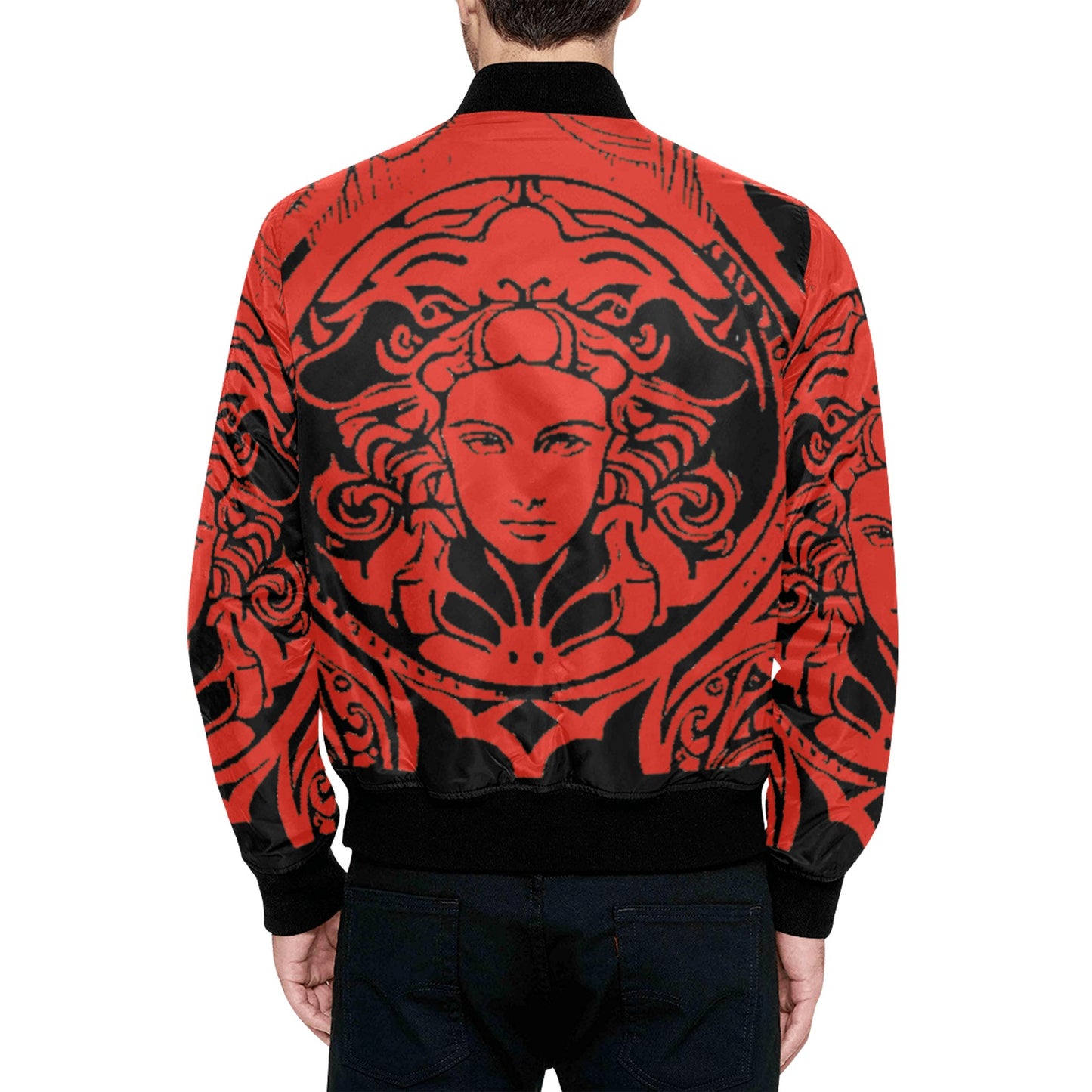 kokorepublic Men's All Over Print Quilted Bomber Jacket(Model H33)