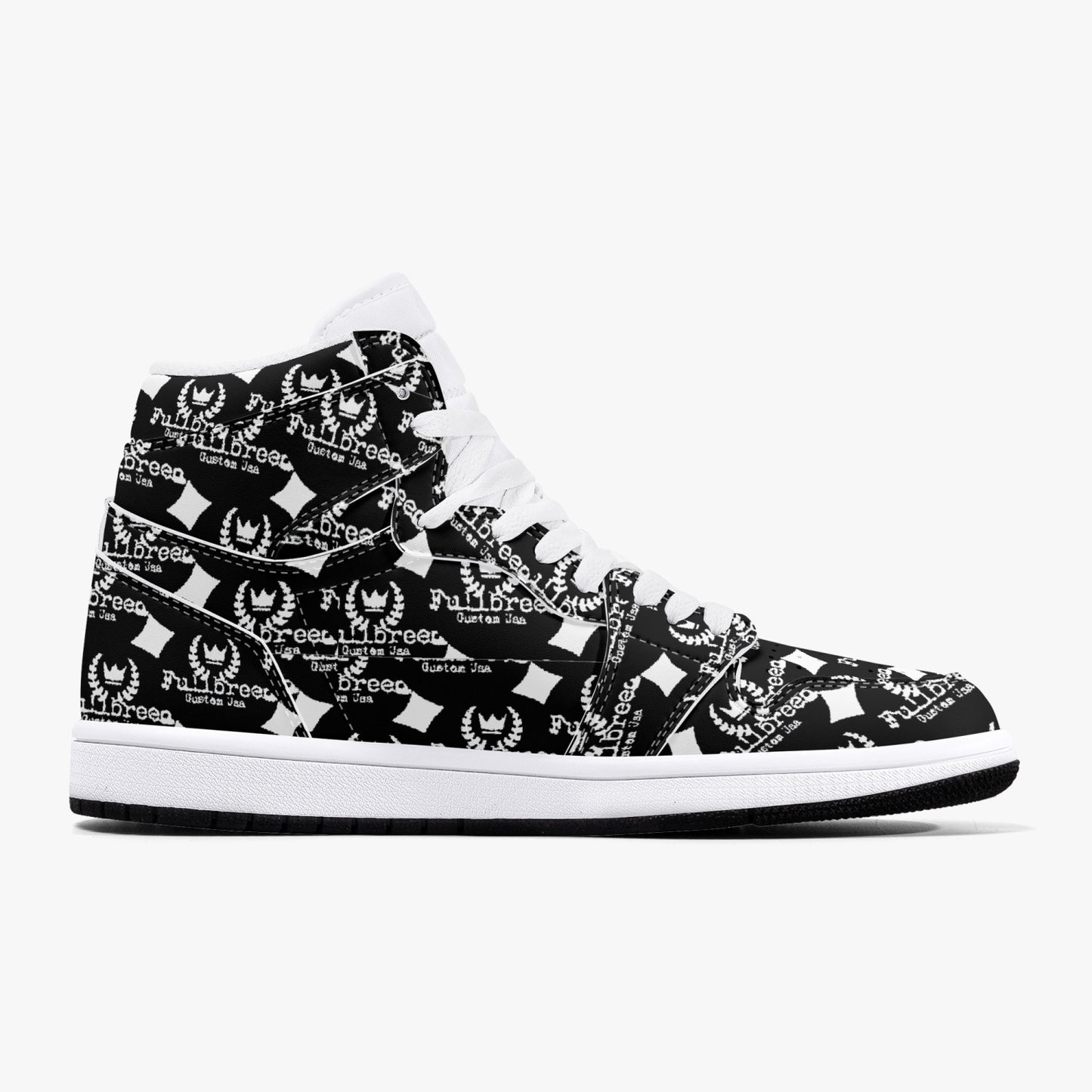 kokorepublic 352. AJ1 Black High-Top Leather Sneakers