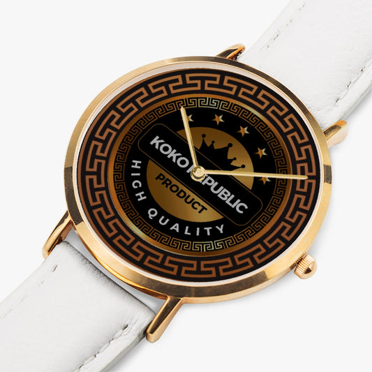 kokorepublic 161. Hot Selling Ultra-Thin Leather Strap Quartz Watch (Rose Gold)