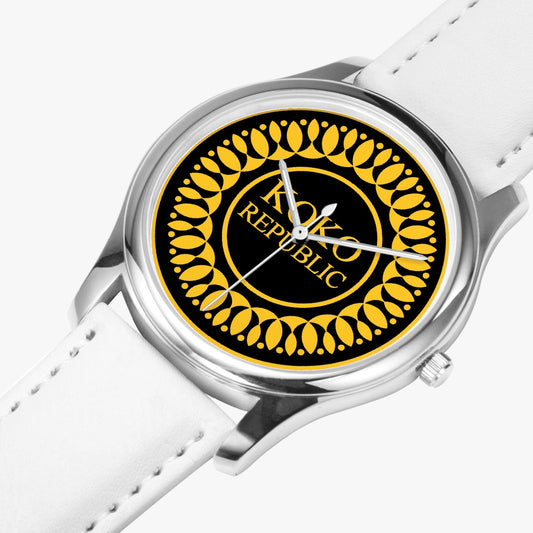 kokorepublic 152. Stylish Leather Strap Classic Quartz Watch (Silver)