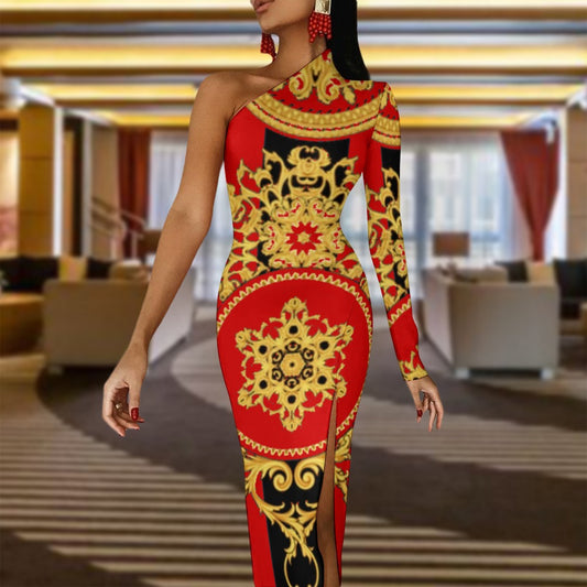 Half Sleeve Slit Dress