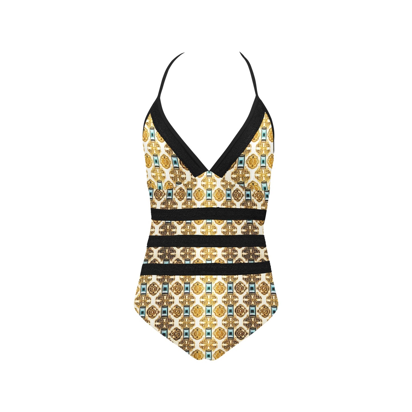 Lace Band Embossing Swimsuit (S15)